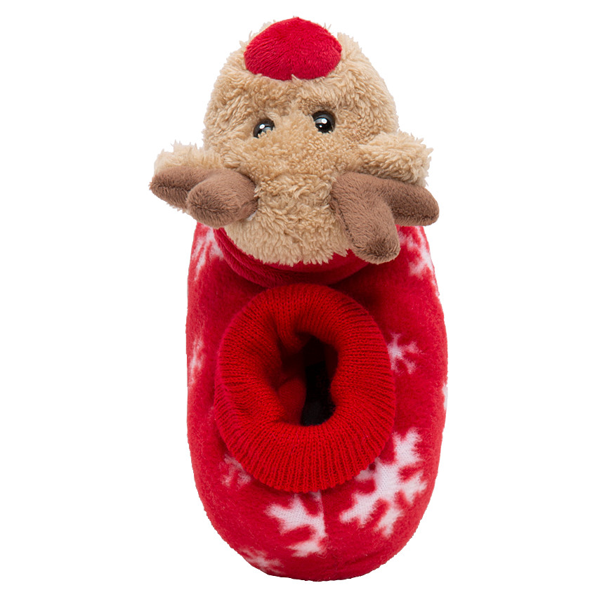 Chaussons peluche cerf de Noël motif flocons de neige du 28 au 32 