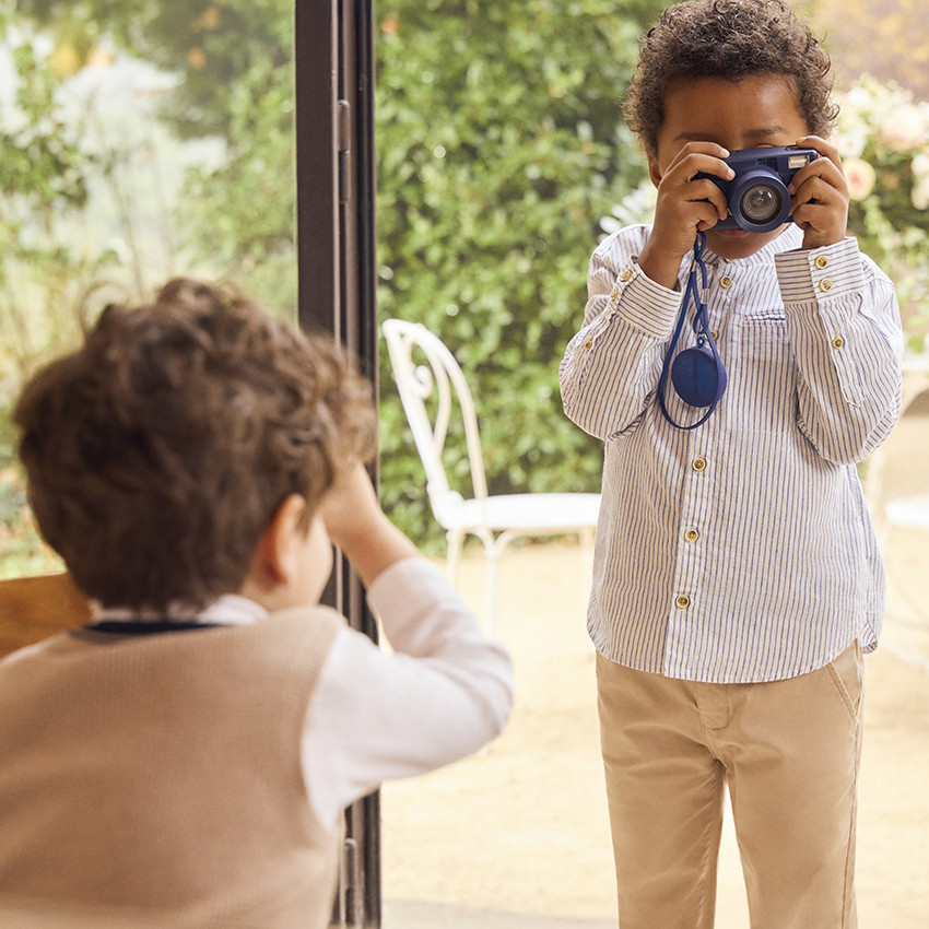 Chemise manches longues rayée à col mao pour garçon 
