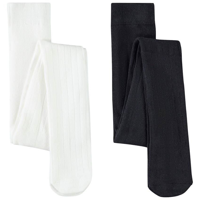 Lot de 2 collants épais effet côtelé pour fille 