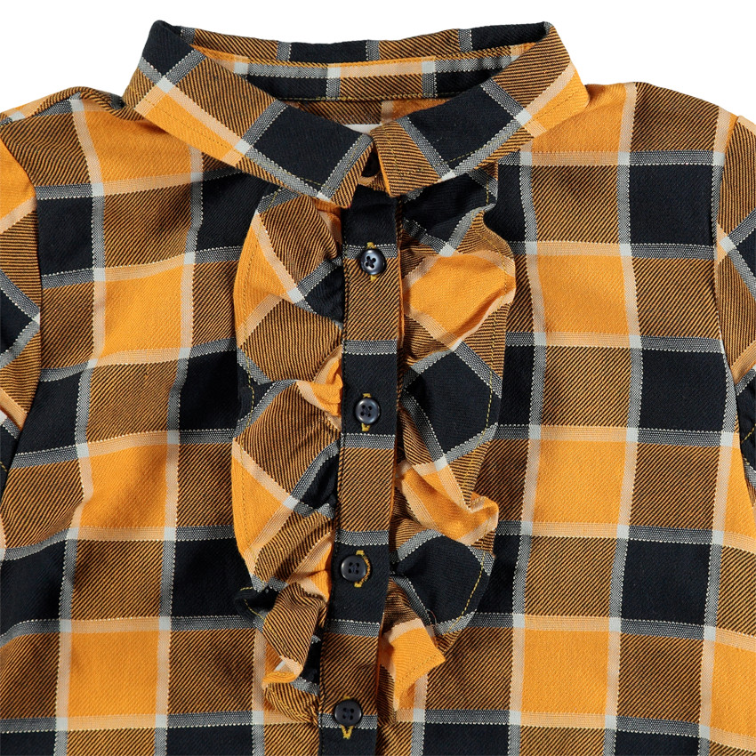 Geruit hemd met lange mouwen en volants 