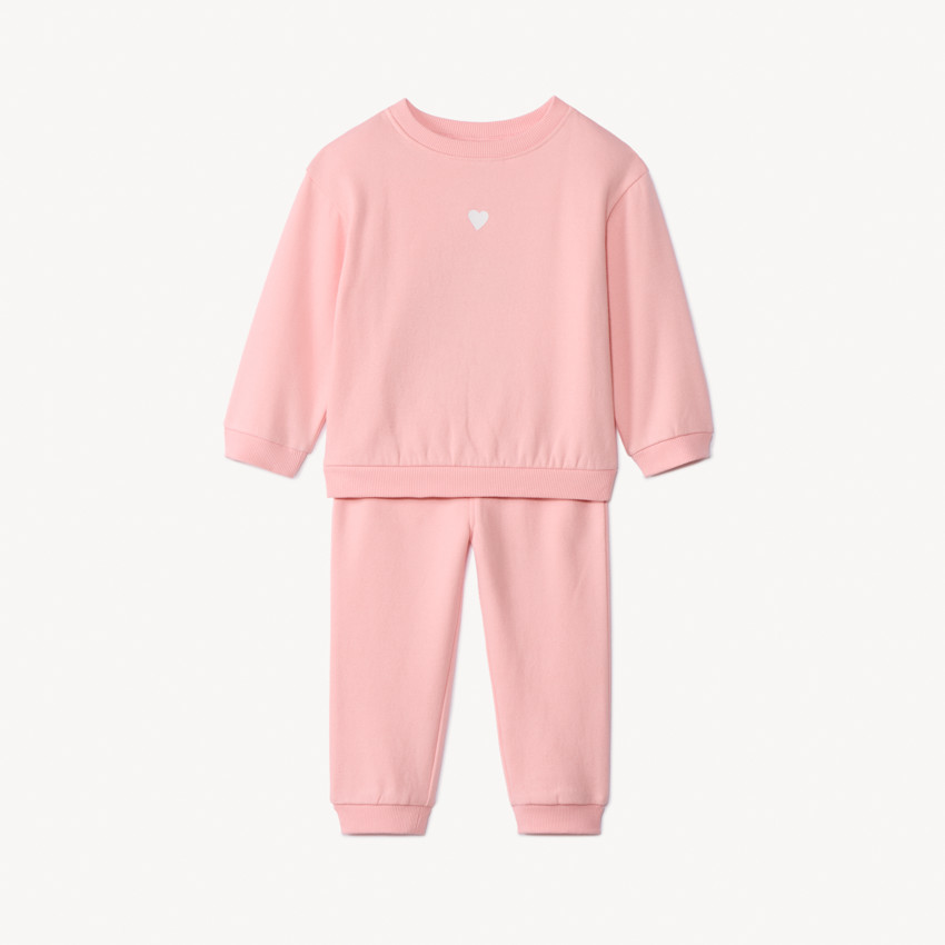 Set van effen sweatshirt en joggingbroek voor babymeisje in fleece stof 