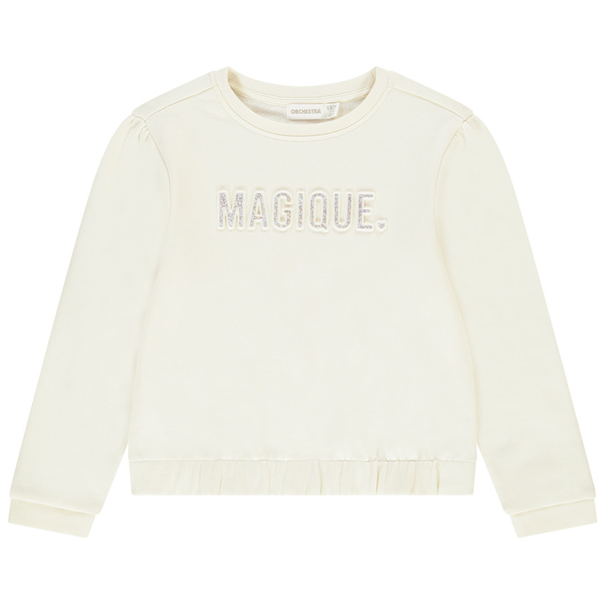 Sweat en molleton gratté avec print embossed à paillettes pour fille 