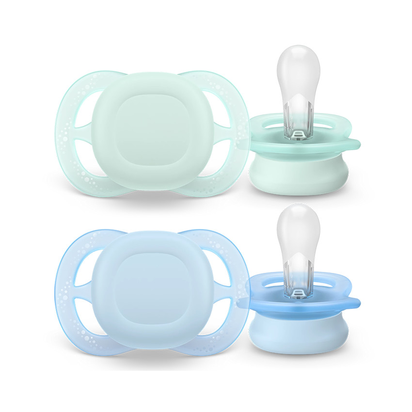 Lot de 2 sucettes silicone 0-2M Ultra Start unies 