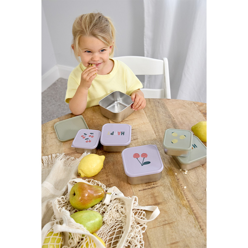 Set van 3 Snackdoosjes Inox Happy Fruit Cherry 