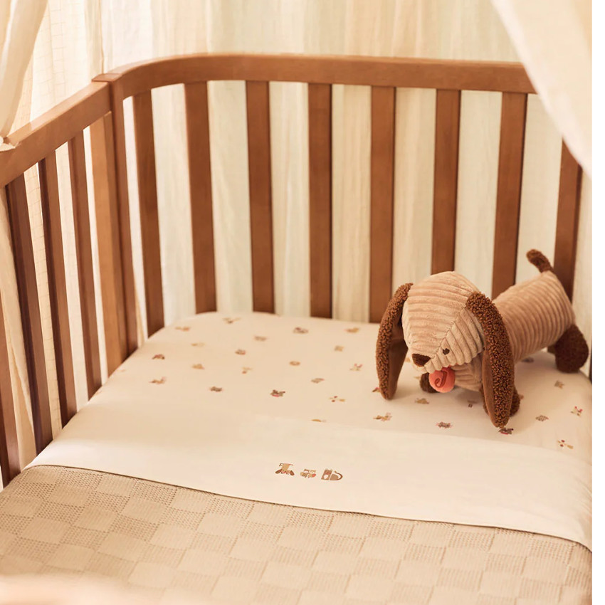 Couverture berceau Tricot carré - Sable chaud/Velvet - 75x100 cm 