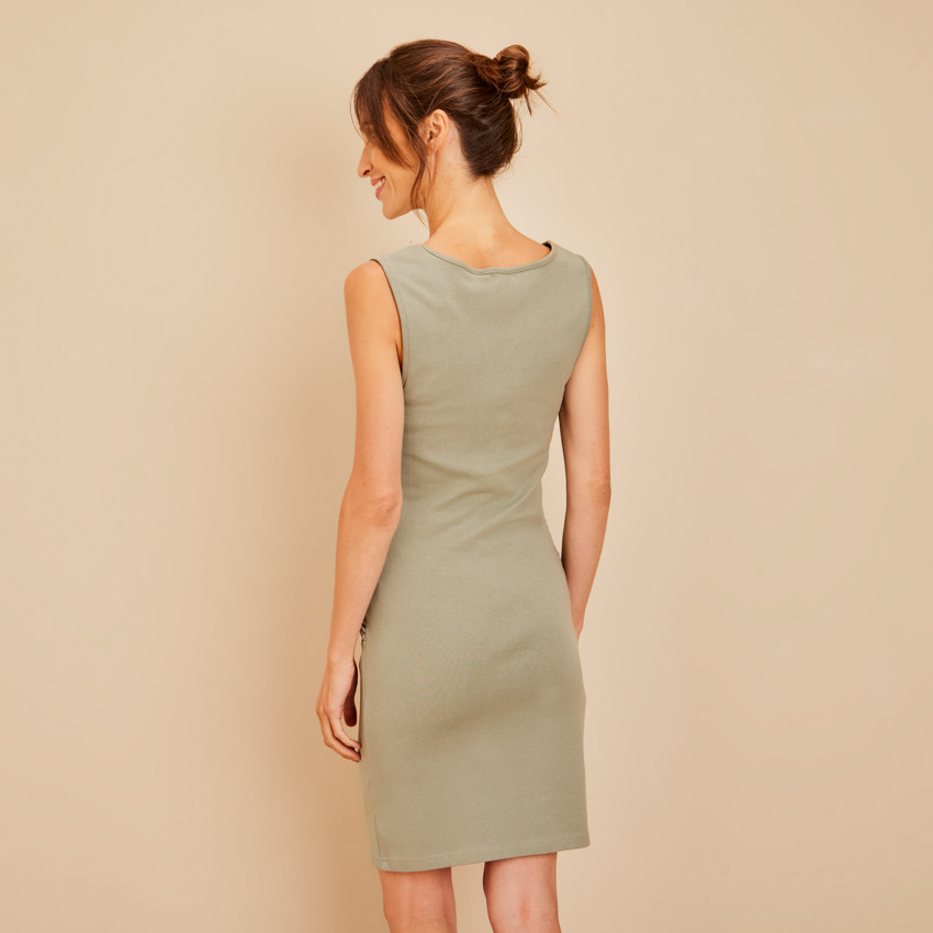 Zwangerschapsjurk in gaas met borduursel 