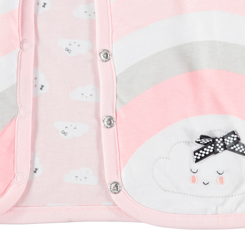 Gilet réversible en coton bio à arc-en-ciel et nuages imprimés 