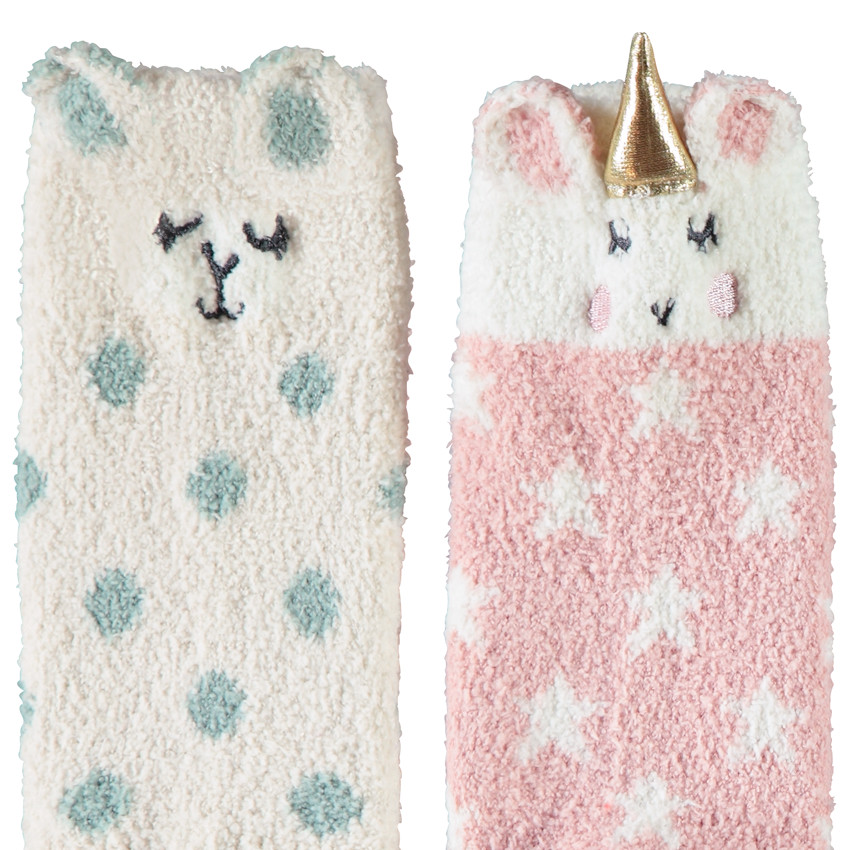 Set van 2 paren van hoge antislip sokken in sherpa voor meisjes 