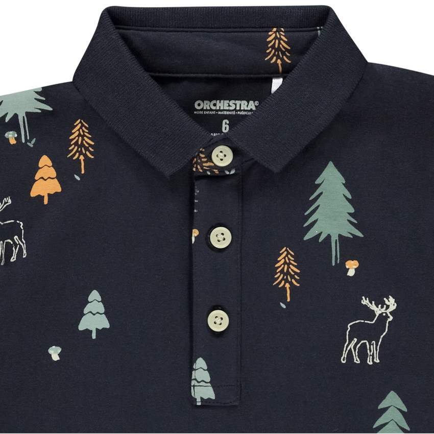 Poloshirt met lange mouwen en fantasieprint voor jongens 