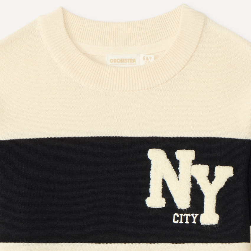 Pull garçon en tricot avec broderie bouclette 
