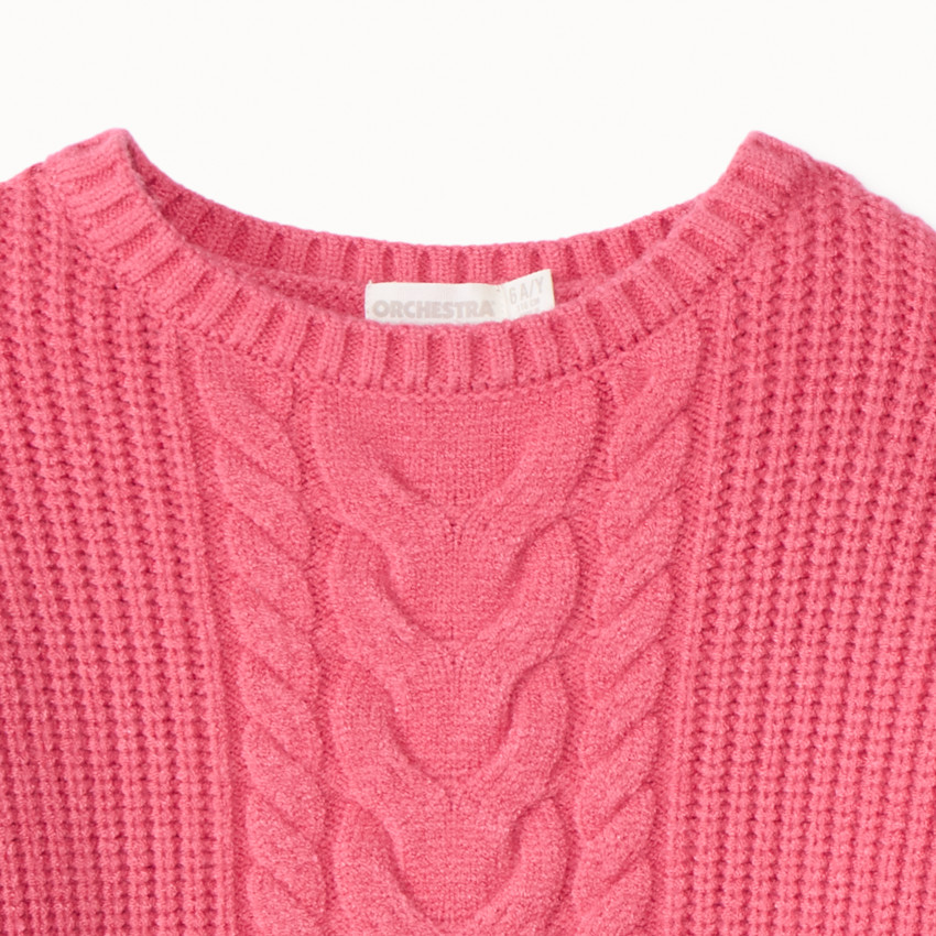 Oversize gebreide kabeltrui effen voor meisjes 