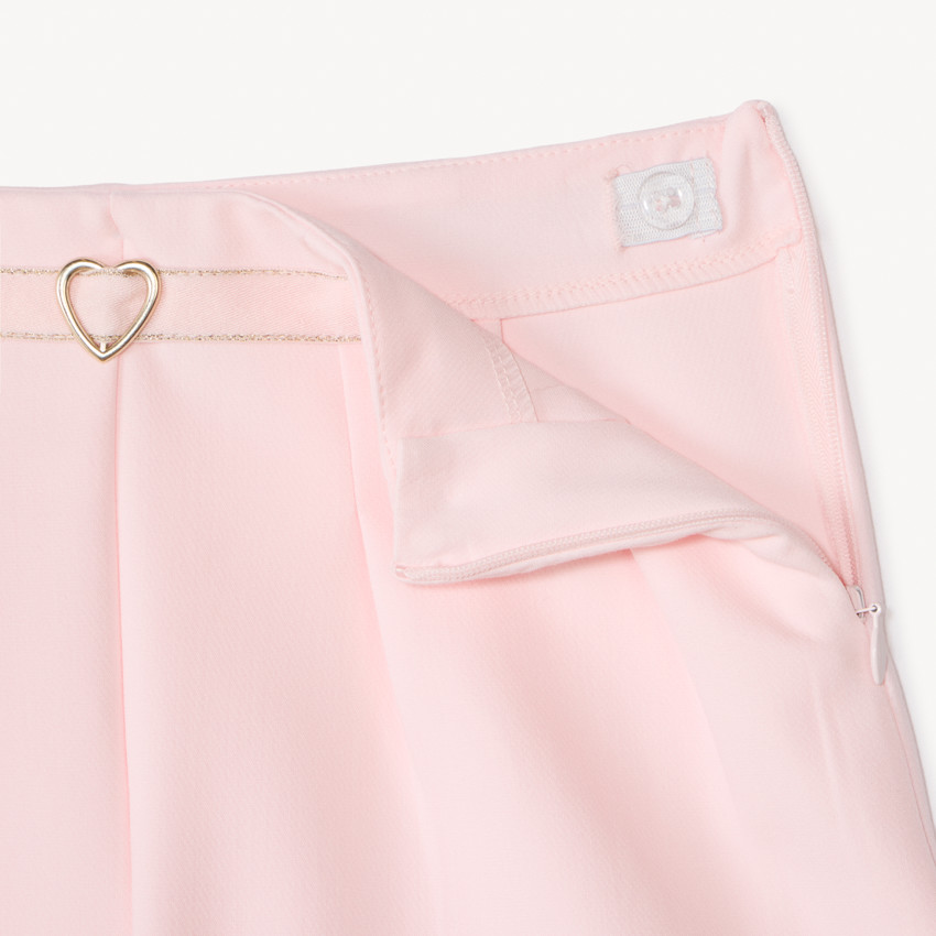 Korte unicolor twill broek met stoffen riem meisjes 