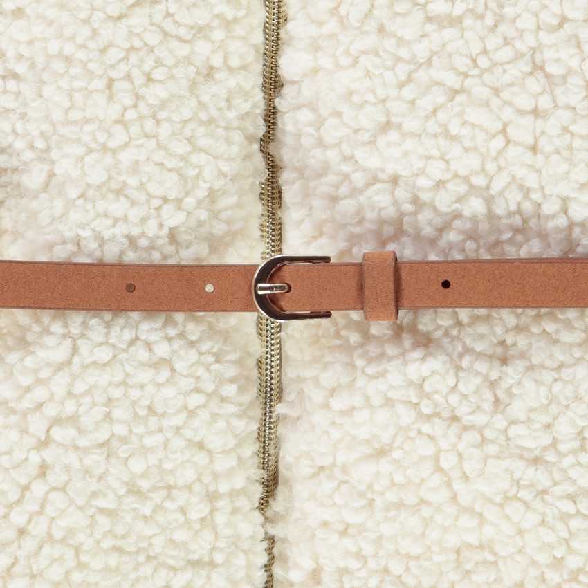 Gilet sans manches en sherpa effet mouton avec ceinture pour fille 