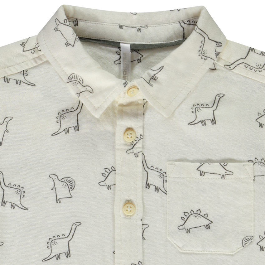 Langarmige Dino-print Hemd voor Baby Jongens 