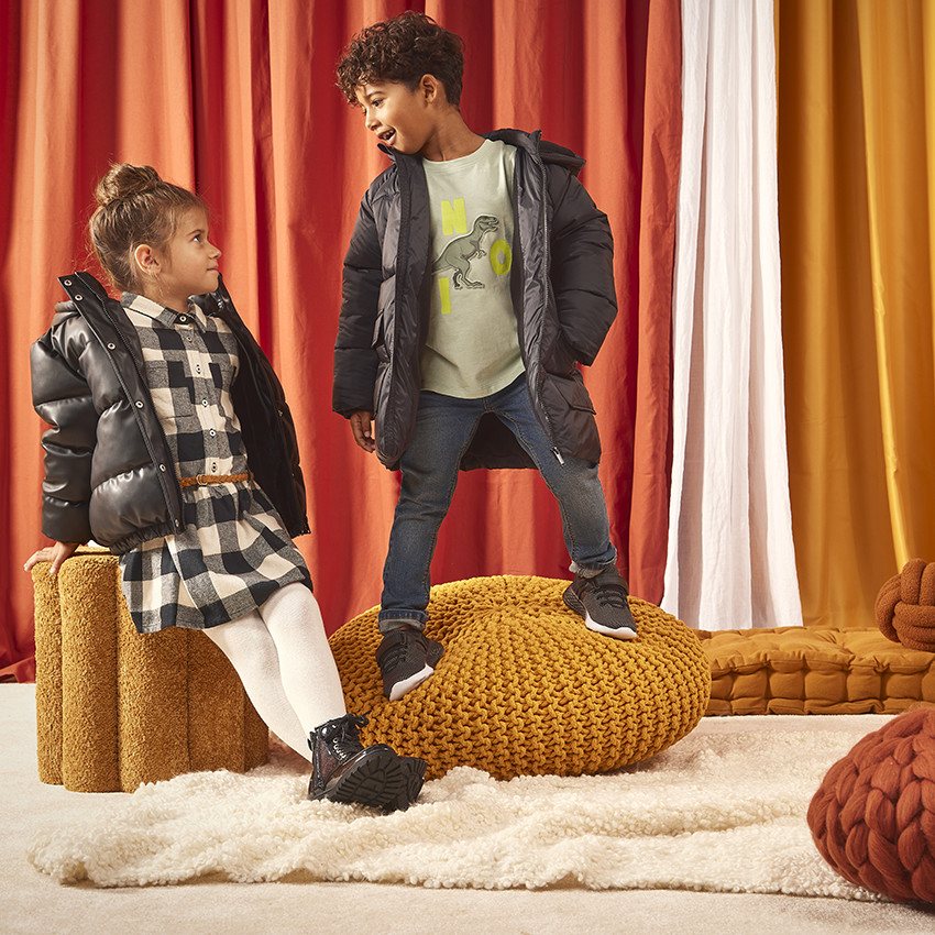 Donsjas met microfleece en kap voor jongen 