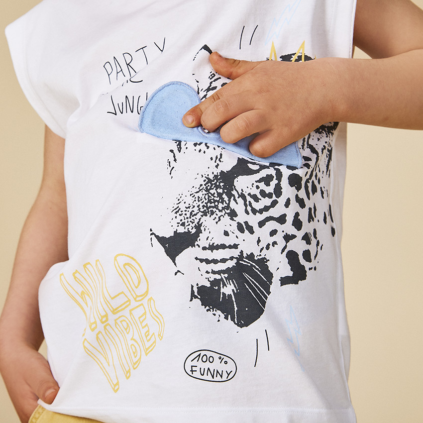 Débardeur printé avec flap 3D lunettes pour garçon 