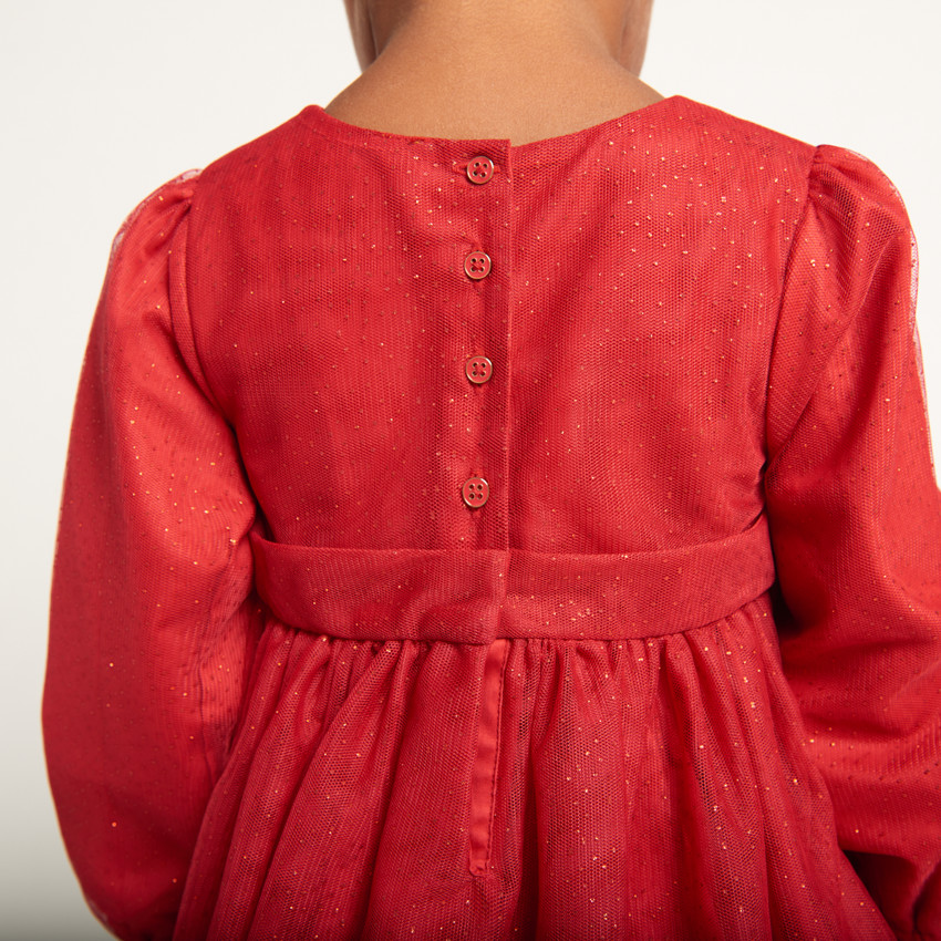 Robe de fête manches longues en tulle pailleté pour bébé fille 