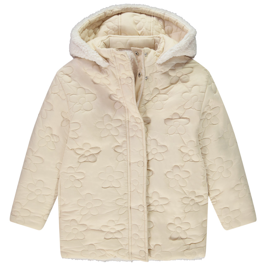 Parka réversible sherpa/fleurs matelassées pour fille 