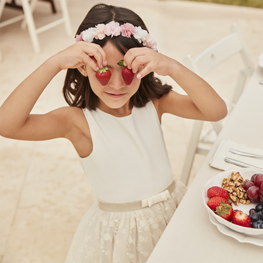 Meisjes 2-in-1 jurk met een hartvormige open rug. 