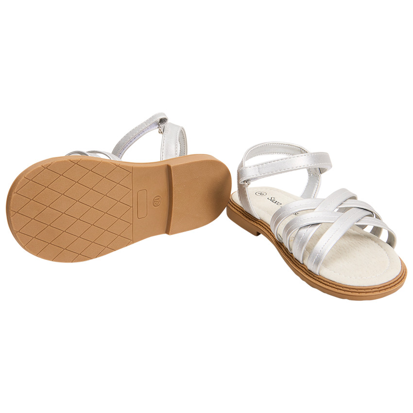 Sandales argentées à brides croisées pour fille 