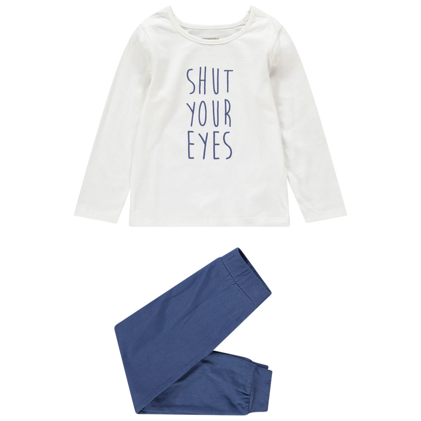 Pyjama avec haut à message printé et bas uni 