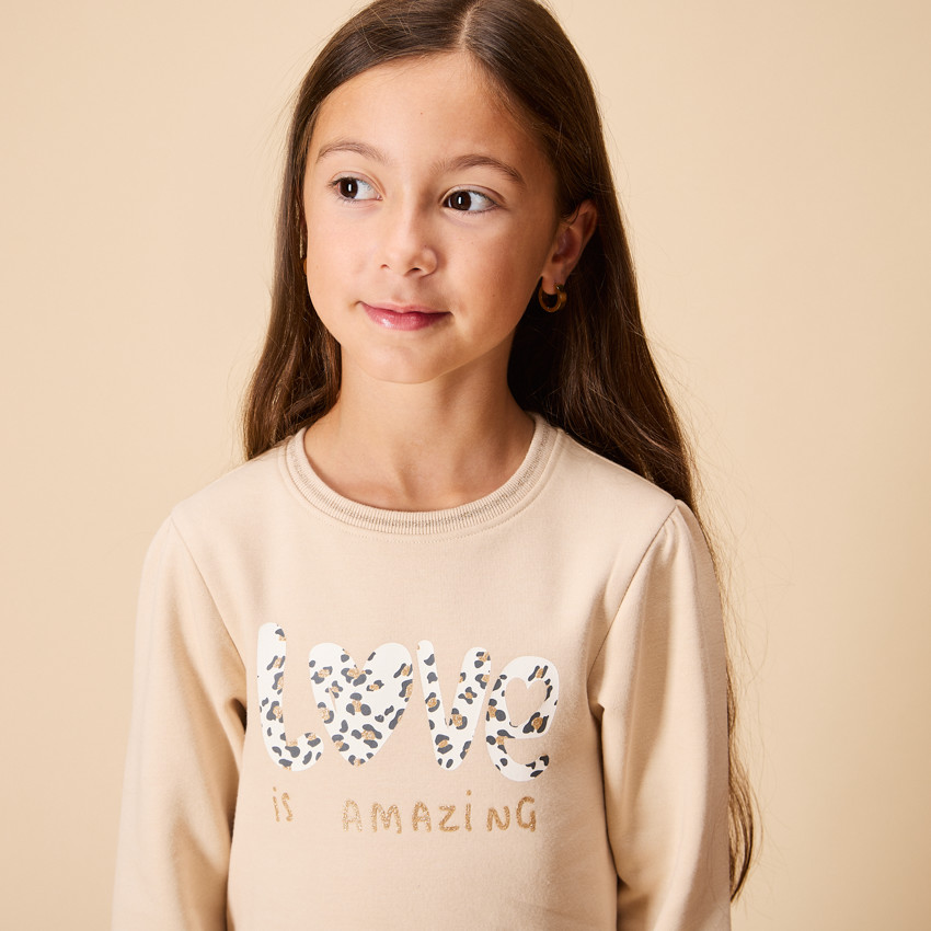 Robe sweat en molleton print tacheté pour fille 