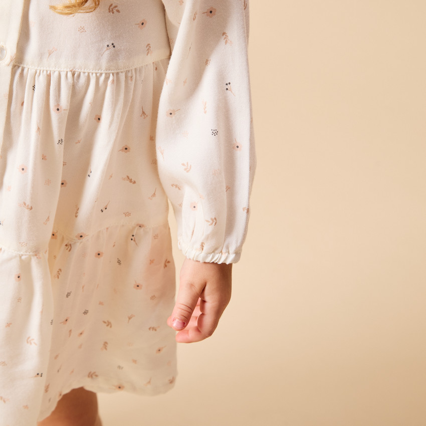 Robe manches longues imprimée et volantée pour bébé fille 