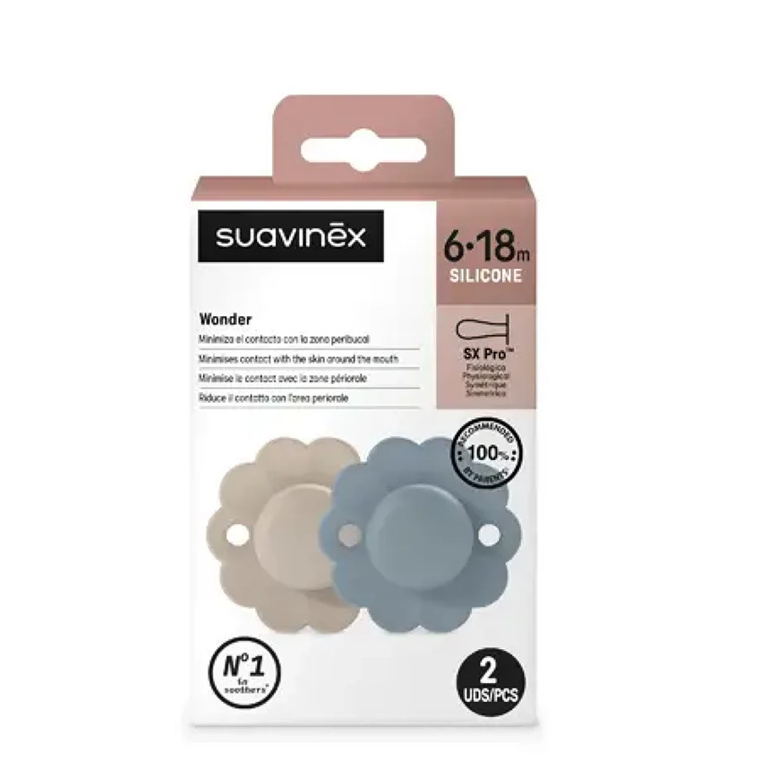 Sucette Wonder silicone Grey Clouds/Lake 6/18M 2pcs 