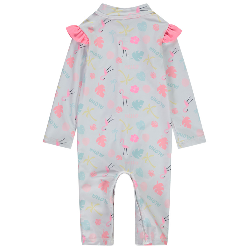 Combinaison anti-UV imprimé flamant rose pour bébé fille 