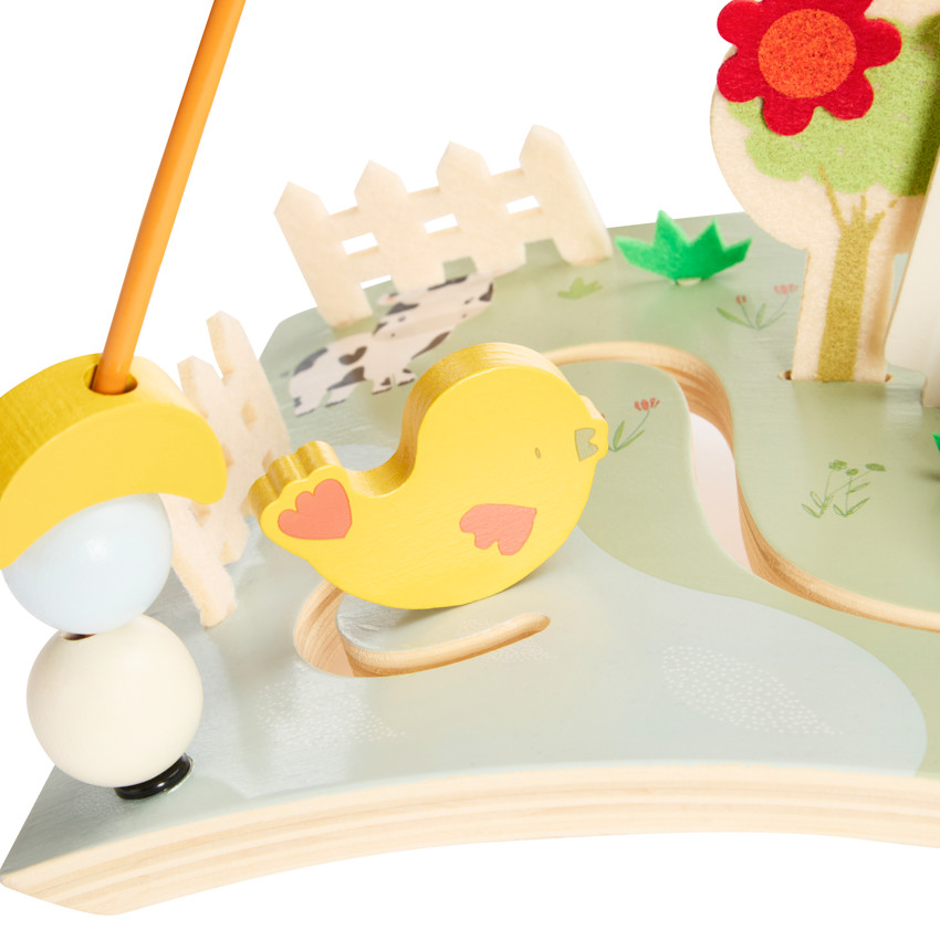 Planche d'activités en bois avec spirales Ferme 