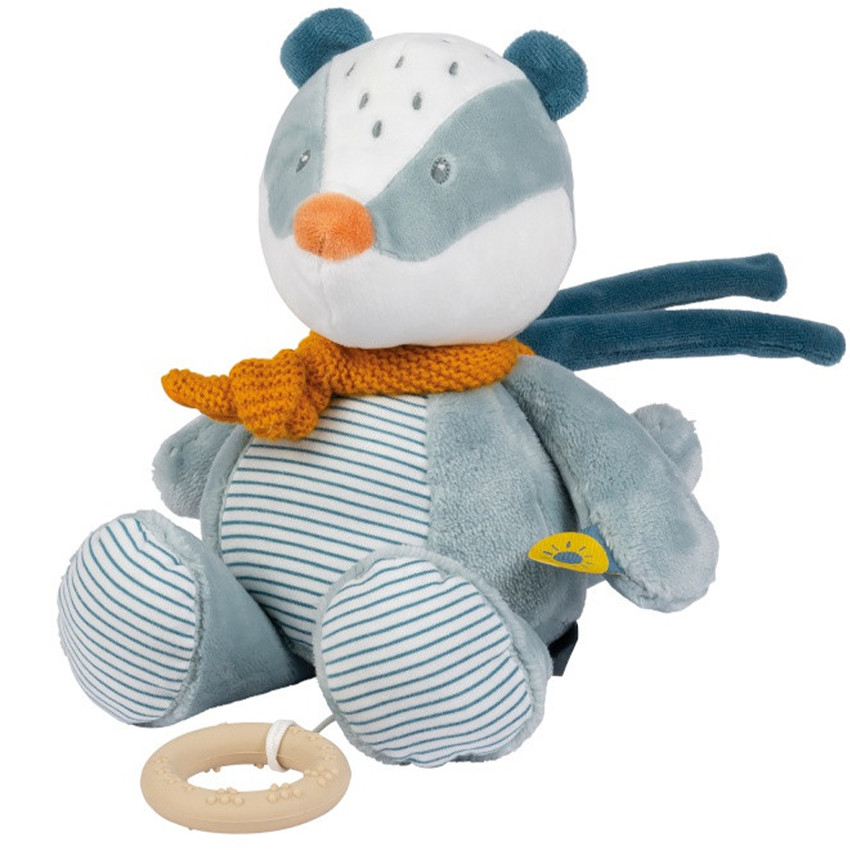 Peluche musicale - Blaireau Félix - Vieux bleu - 29 cm 