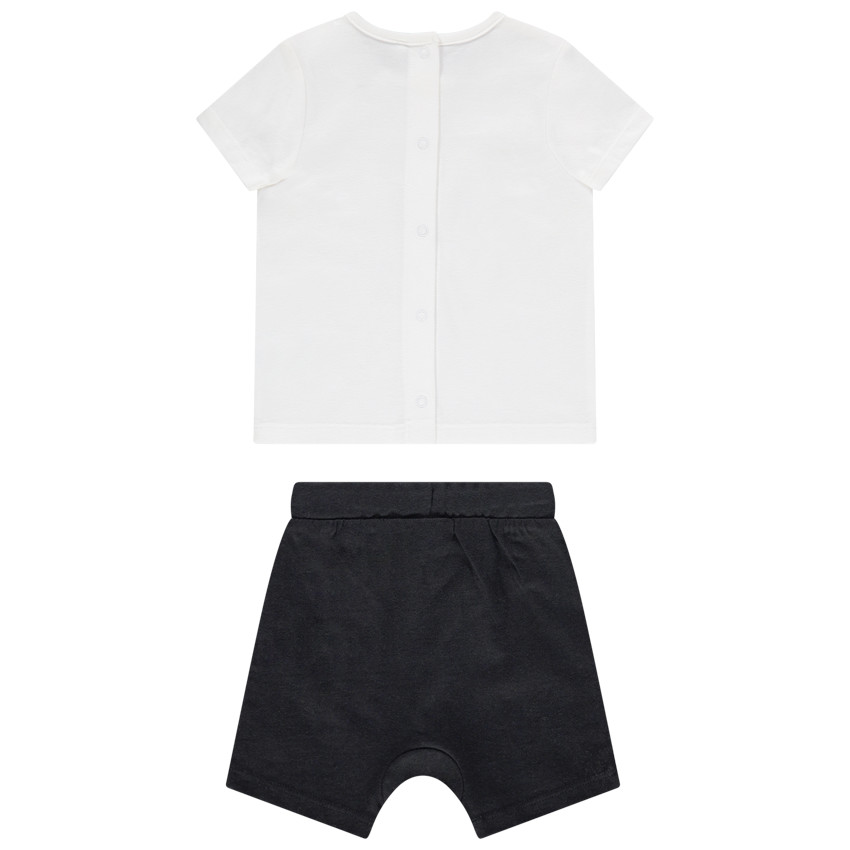 Ensemble van biokatoen met shirt met dierenprint en short 