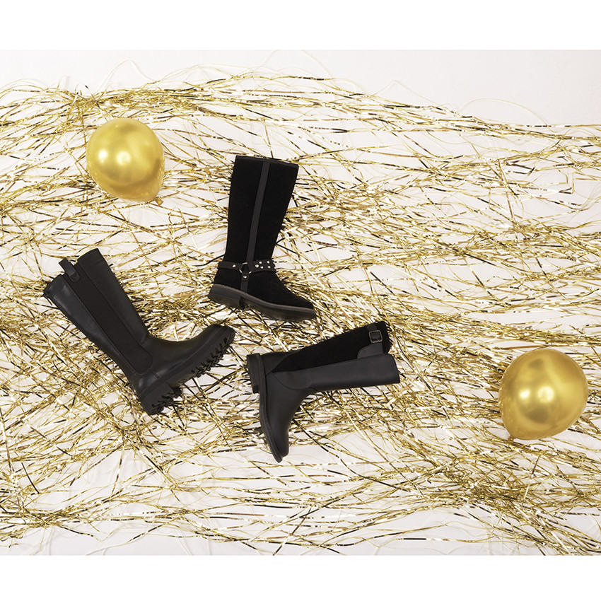 Bottes noire en simili cuir avec semelle chunky pour fille 