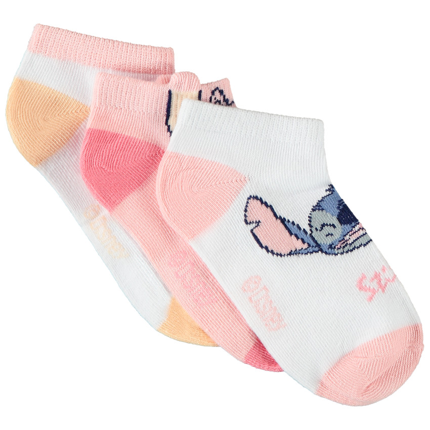 Lot de 3 paires de chaussettes courtes Stitch & Angel Disney pour fille 