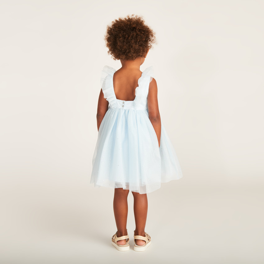 Glitterende tule jurk met vlindermouwen voor babymeisjes 