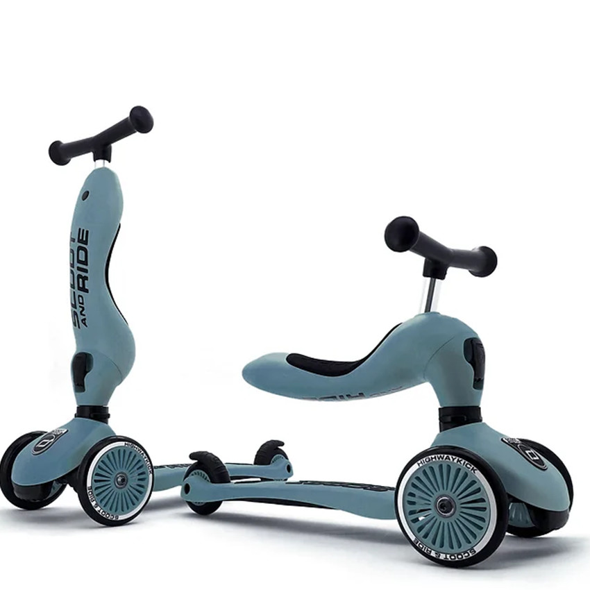 Step 2-in-1 Highwaykick 1 Staal Blauw 12m-5j 