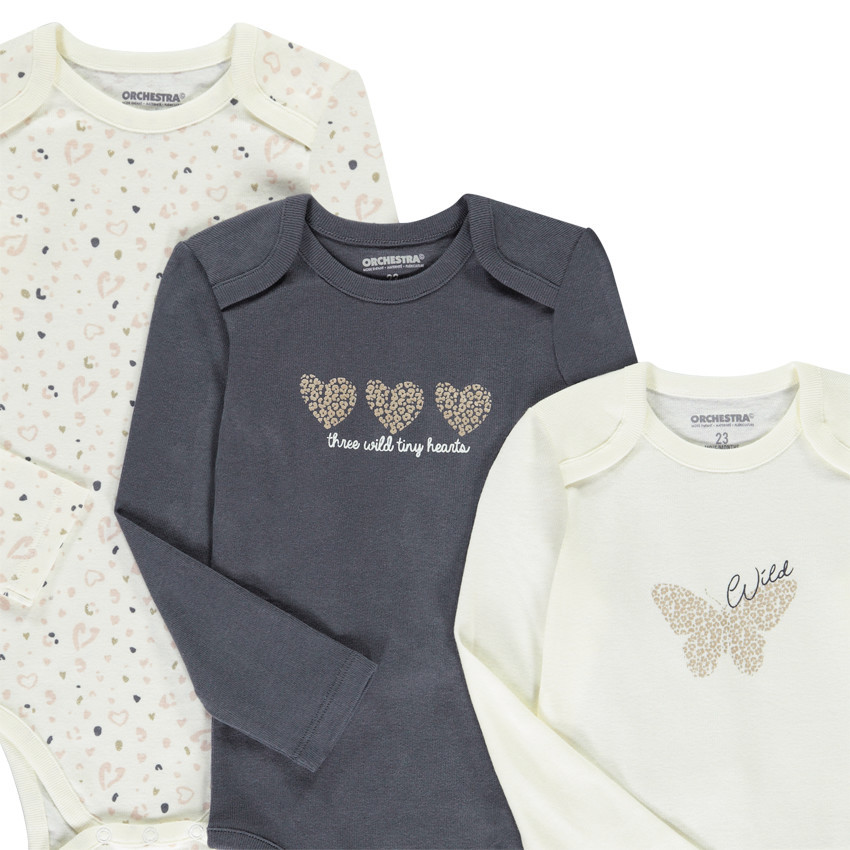 Set van 7 bodies met lange mouwen voor meisjes met verschillende openingen volgens de leeftijd 