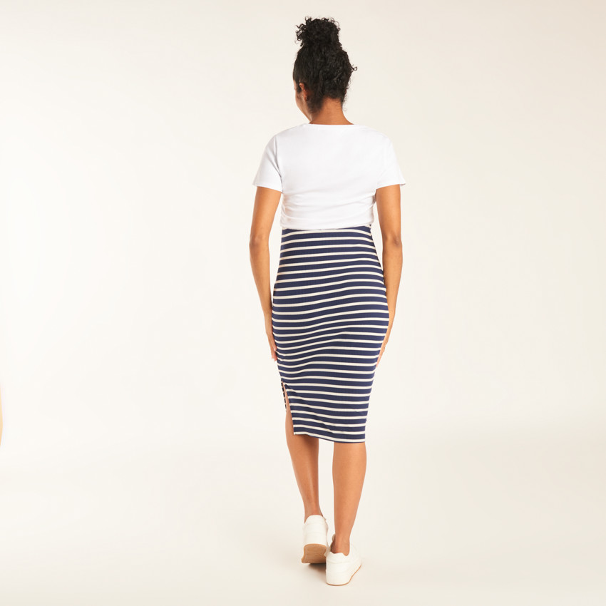Lange gestreepte, aansluitende rok voor vrouwen 