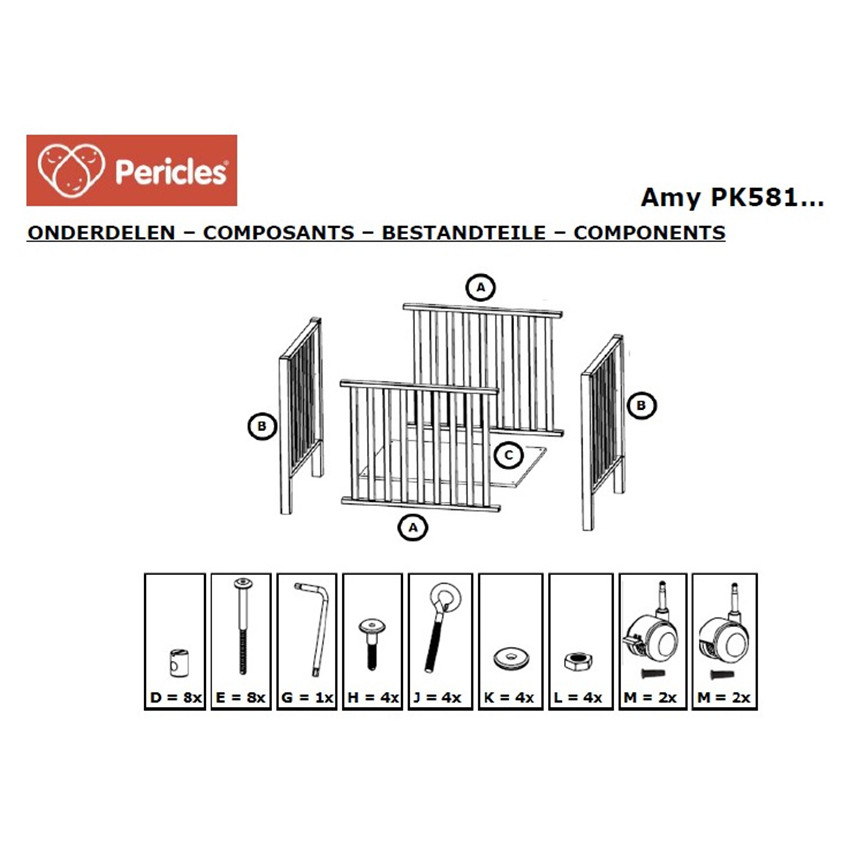Park Amy met wielen Wit 