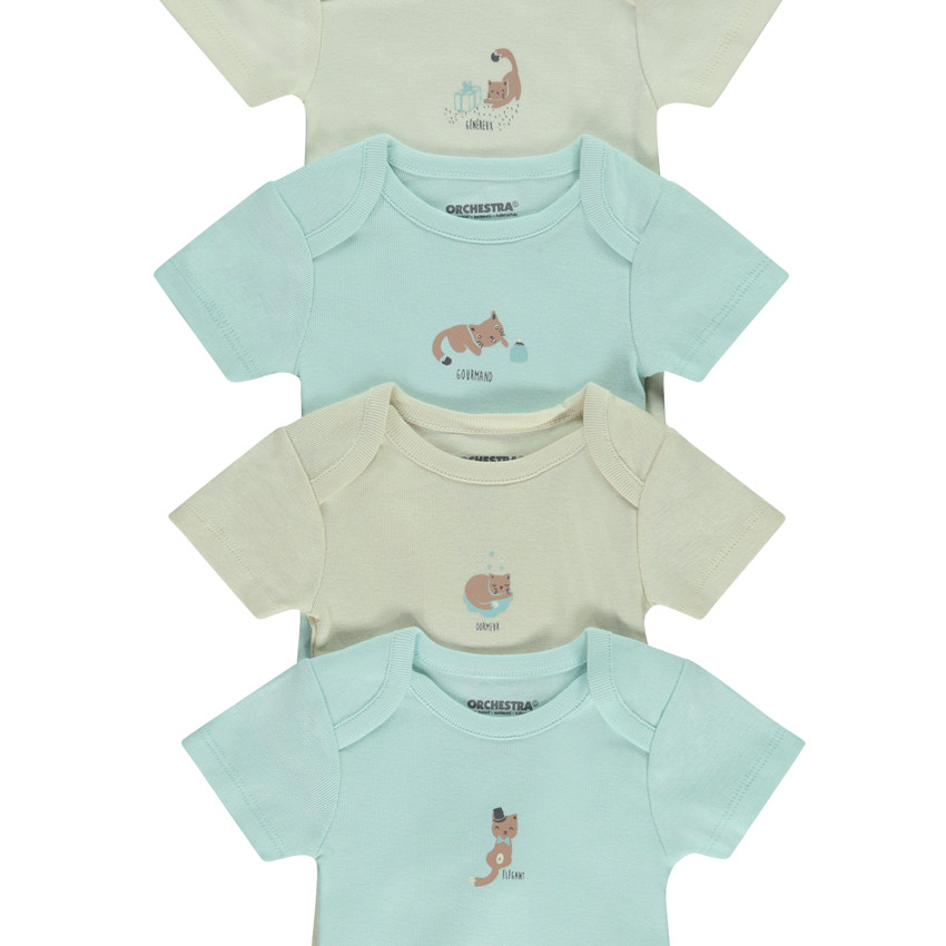 Set van 7 bodies met korte mouwen print kat voor baby 