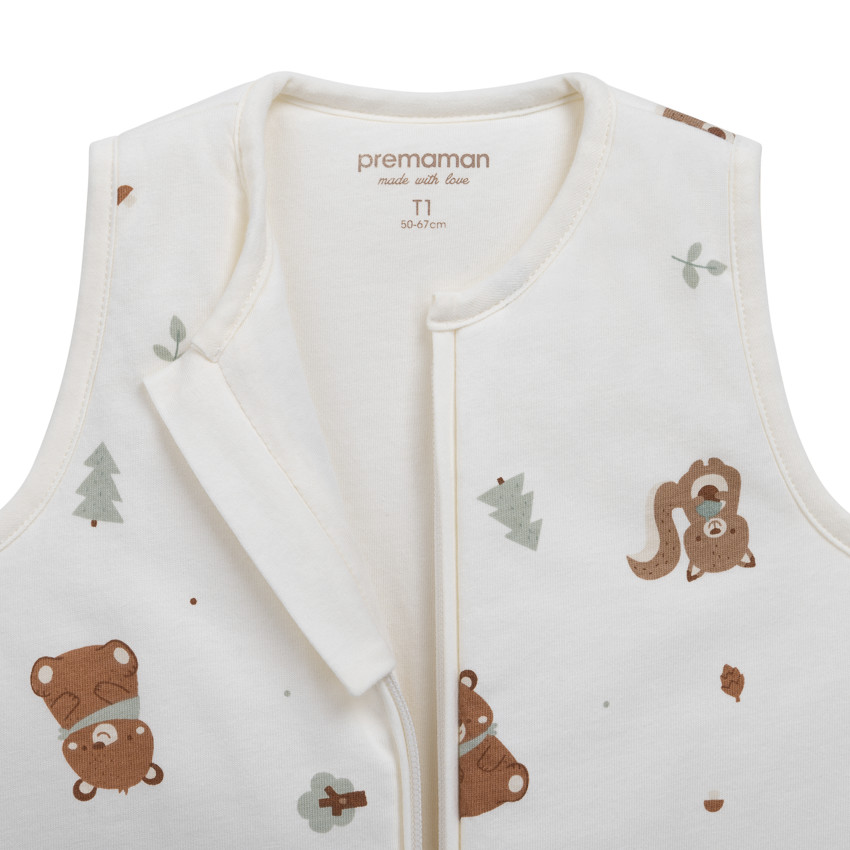 Slaapzak TOG 3 in jersey met dierenprint Koning van het Woud ecru 