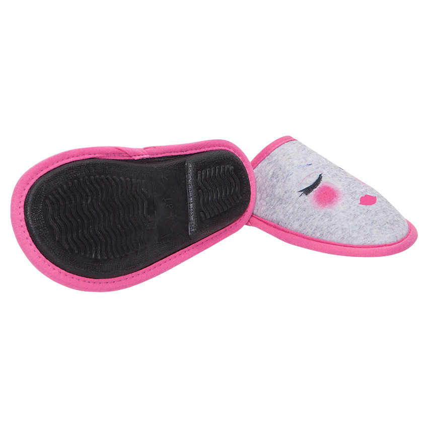 Lage pantoffels met decoratieve print met gezicht 