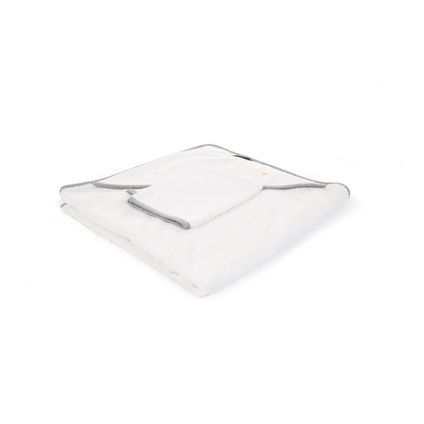 Set de bain avec cape à capuche + gant 80 x 80 cm - Pois dorés   