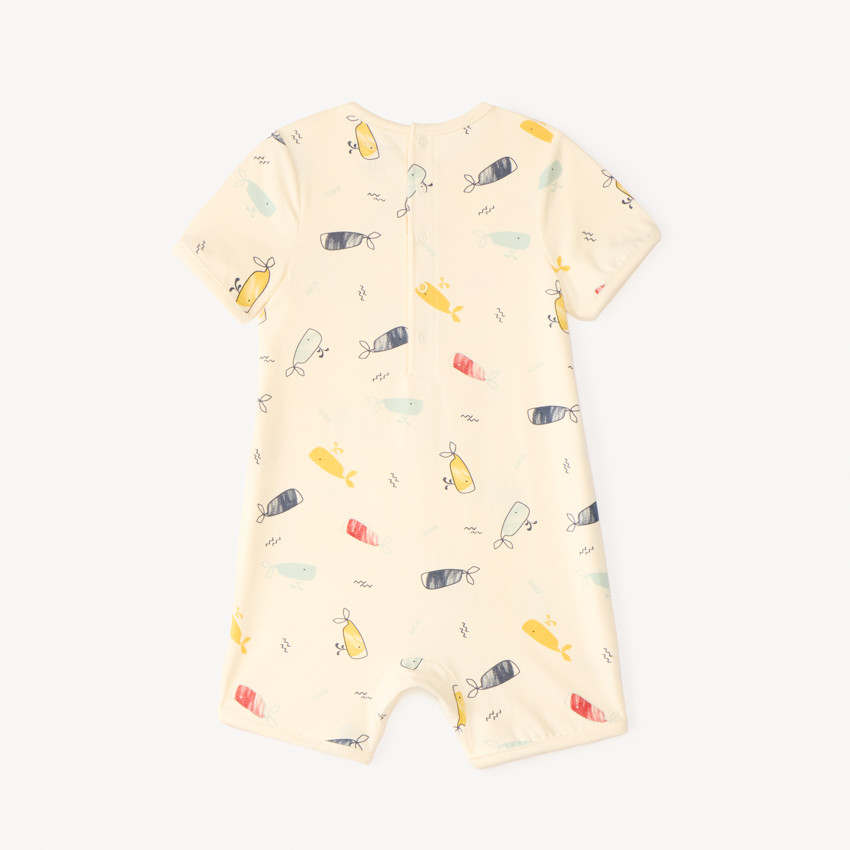 Lot de 2 combinaisons courtes en maille motifs baleines pour bébé garçon 