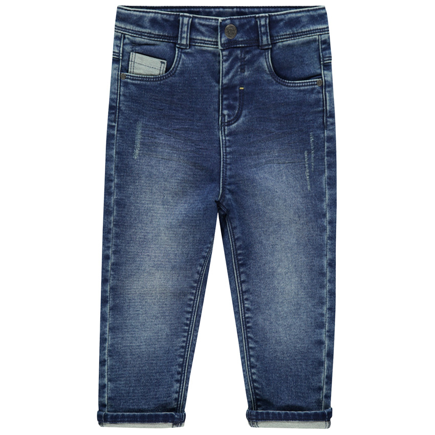 Jean en denim effet used avec poche printée pour bébé garçon 