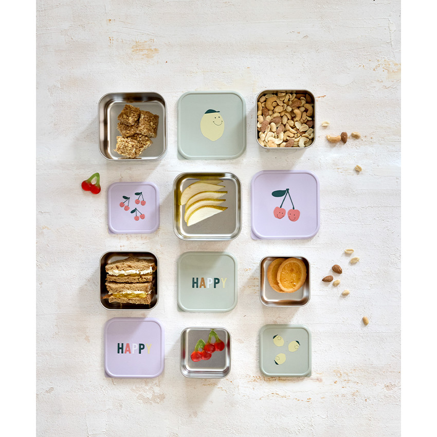 Set de 3 Boîtes à goûter Inox Happy Fruits Lemon 