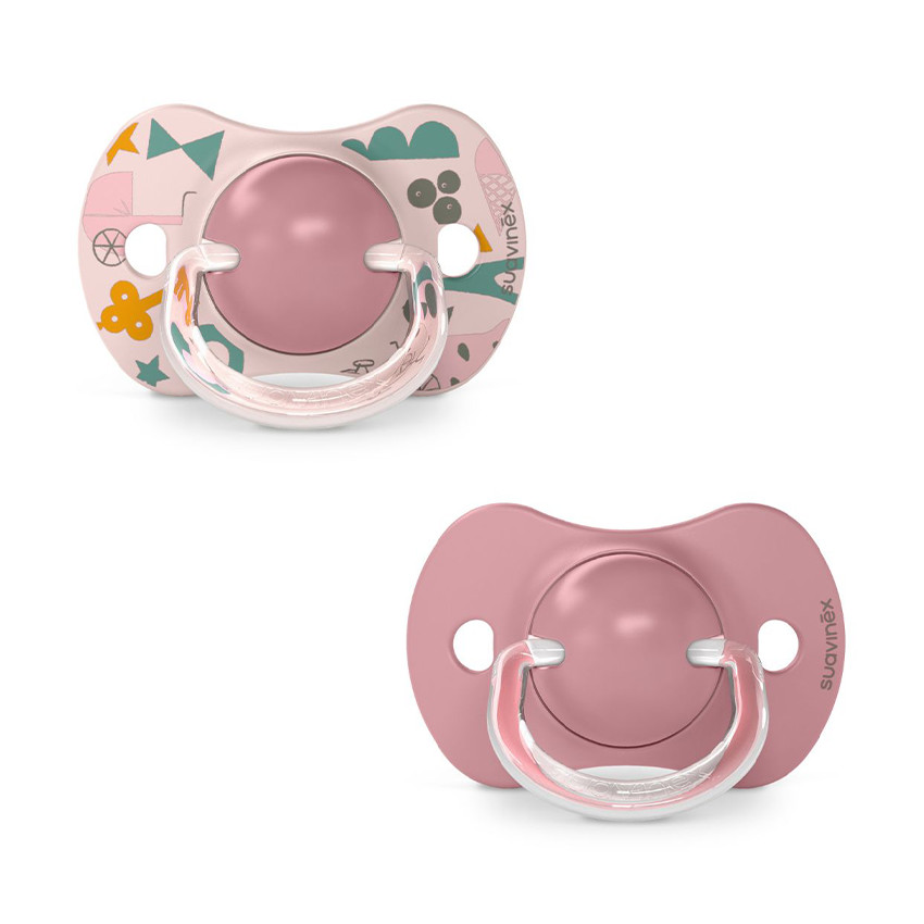 Lot de 2 sucettes silicone SX Pro 18M+ Walk in the park Rose 