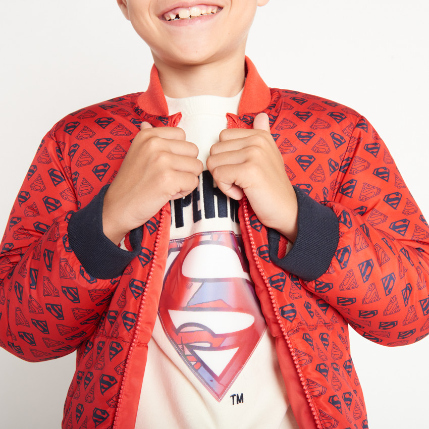 Sweatshirt fleece met lenticulaire Supermanprint, effen, voor jongens 