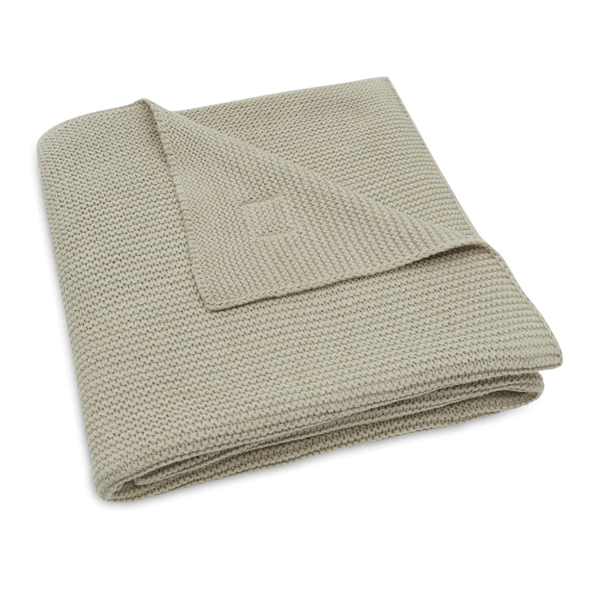 Deken wieg Basic Knit 75x100cm - Olijf Groen  
