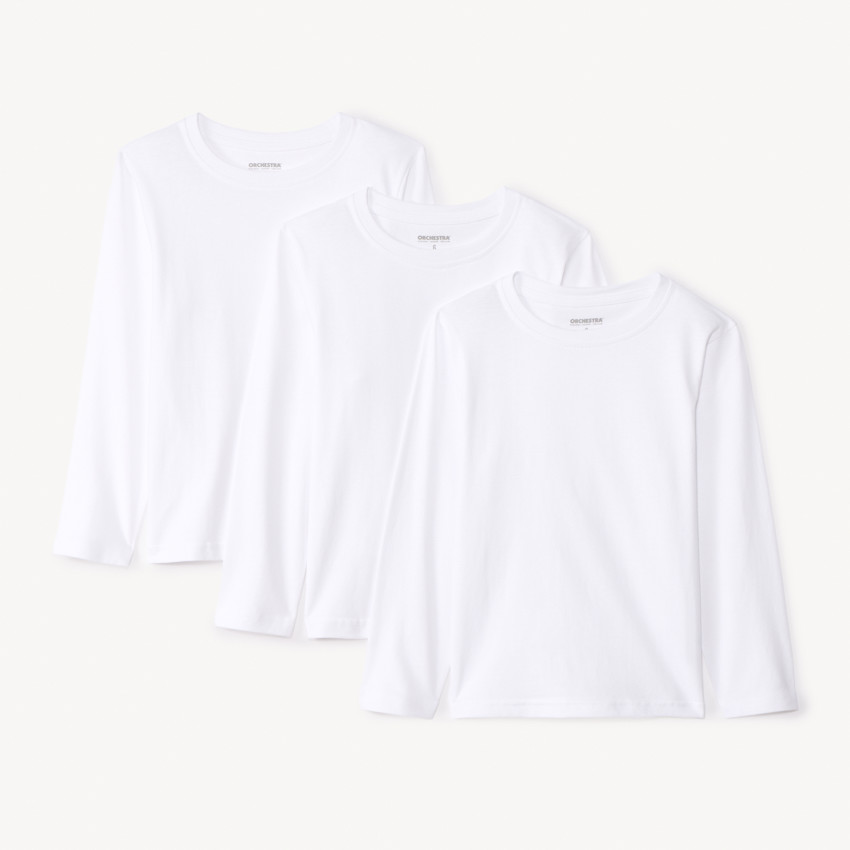 Lot de 3 t-shirts manches longues unis garçon 